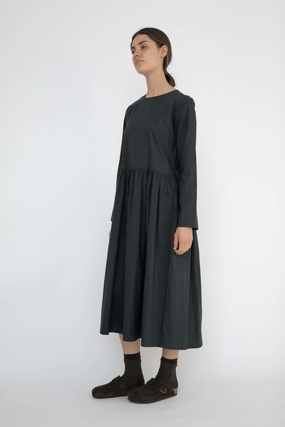 SABINE DRESS - BLACK PINSTRIPE