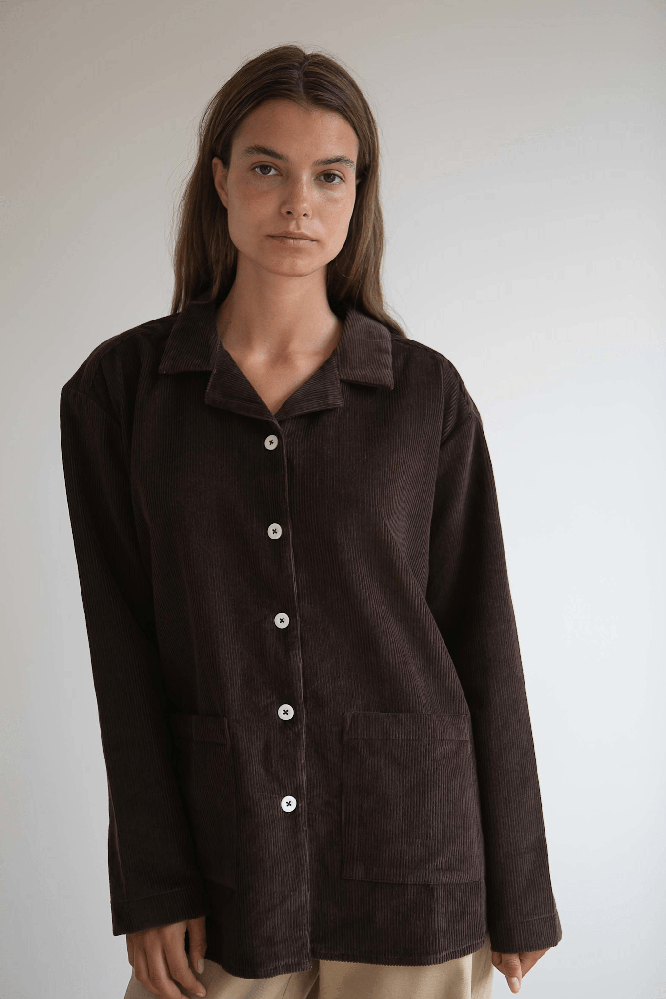 SILJA CORDUROY SHIRT - DARK BROWN