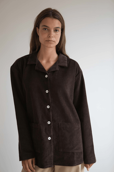 SILJA CORDUROY SHIRT - DARK BROWN
