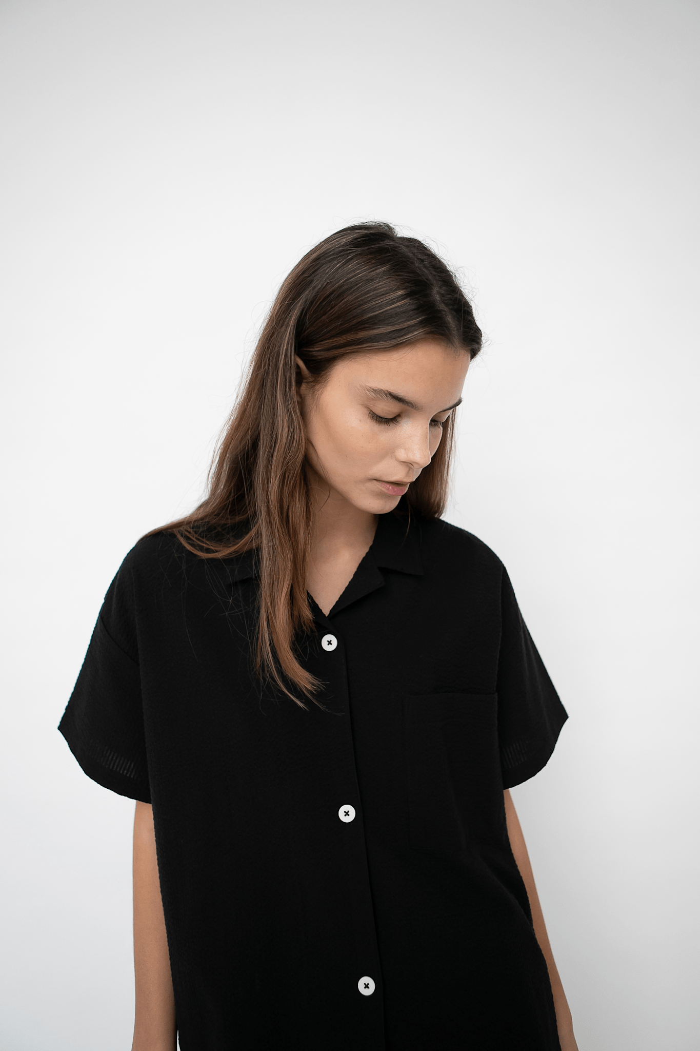 VICTORIA SHIRT - SEERSUCKER - BLACK