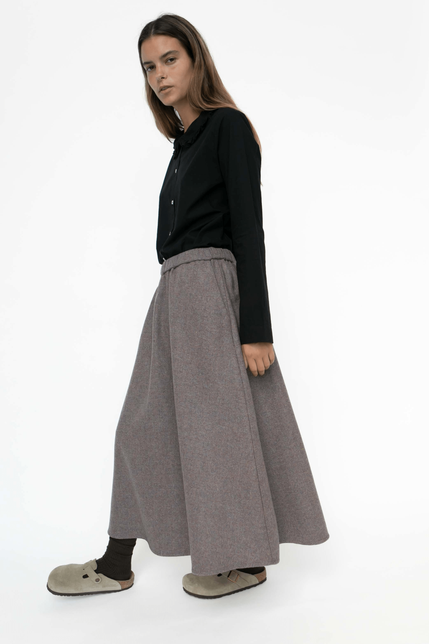 Agnes wool skirt - BROWN MELANGE